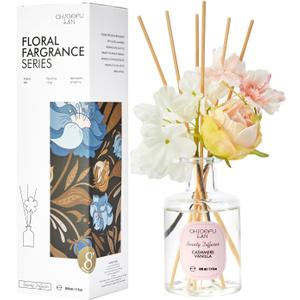 Chloefu Lan Cashmere Vanilla Red Diffuser Set with Flowers Red Diffuser Sticks, 6.7oz Scent Fragrance Essential Oil Diffuser for Bedroom Bathroom Home Dcor Shelf Decor (200ml)