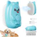 3 in 1 Cat Steam Brush for Shedding, Pet Steam brush for Dog & Cat Shedding & Grooming, for Long & Short Haired Pets, Spritz Defur Comb (sky blue)