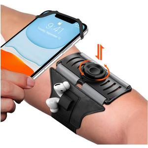 VUP Detachable Running Phone Holder 360Rotatable Armband for iPod MP3 Player iPhone, Fits All 4-6.7 Inch Smartphone Device, with Key Holder for Running Hiking Biking (Black-Detachable)