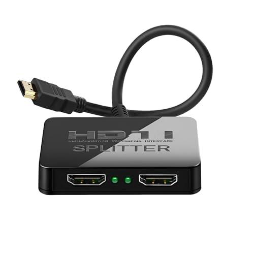 4K HDMI Splitter 1 in 2 Out Mirror Display Not Expand, Dual HDMI Splitter Hub to Dual Monitors Multi-Scree Displays Audio Synchronization, Compatible for MacBook Laptop Desktop PC Graphics Card TV
