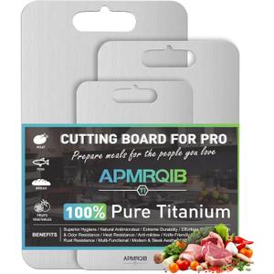 Titanium Cutting Boards for Kitchen,100% Pure Titanium Cutting Board Set of 3, Double Sided Non Toxic Cutting Board, Hygiene Durable Dishwash