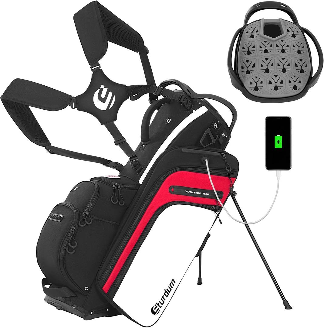 14 Way Golf Stand Bag with Rubber T-Lock and Phone Charger Pocket