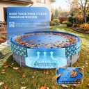 UIRWAY 24 ft Round Winter Pool Cover Heavy Duty PE - 24 Foot Round Above Ground Winter Pool Cover with Reinforced Seams, Blue Printed Design, Reflective Strips & Dual Secure Straps for Cold Protection