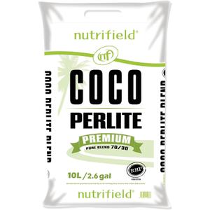 Nutrifield Coco Coir Perlite Mix 10 Liter - 70/30 Blend - Pre Buffered with Calcium, Organic Coconut Coir & Perlite for Plants - Hydroponic, Indoor & Outdoor, Grow Bags & House Plants