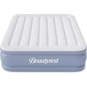 Beautyrest Hi-Loft Queen Size Air Mattress with Vertical Beam Construction, Edge Support, External Pump and Puncture Resistant Vinyl for Guests and Camping