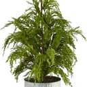 Nearly Natural 20in. Cedar Pine Natural Look Artificial Tree in Decorative Planter (Green)