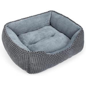 MIXJOY Dog Bed for Large Medium Small Dogs, Rectangle Washable Sleeping Puppy Bed, Soft Calming Cat Beds for Indoor Cats, Orthopedic Pet Sofa Bed, Anti-Slip Bottom with Multiple Size (20'', Grey), M(25x 21x 8)