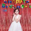 GREATRIL Red Fringe Curtains Party Streamers Backdrop Foil Tinsel Curtain Decoration for Stranger Theme Party Christmas Valentines Day Party 2 Pack