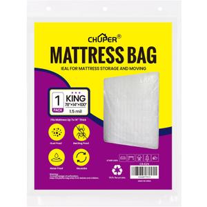 King/Cal King Mattress Bag for Moving and Storage, Waterproof Plastic Mattress Cover for Disposal and Protection