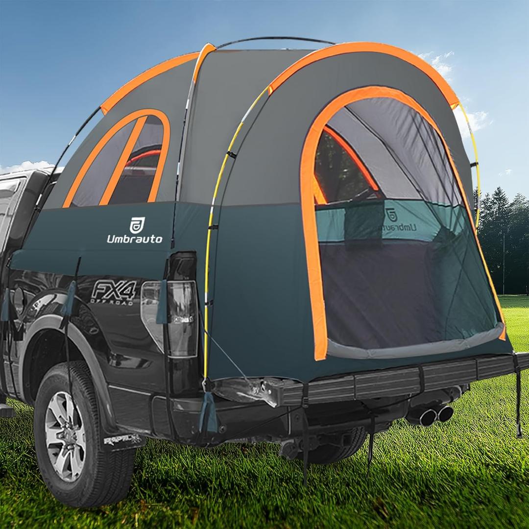 Truck Bed Tent 6.5ft: Easy Set Up Umburato Pickup Truck Tents for Camping, Waterproof PU3000mm Canopy for Truck Camper, Portable, Spacious for 2 Person Green