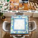 Blue Chinoiserie Mahjong Mats - Blue Preppy Mahjong Mat for Table, 31.5 x 31.5 inches