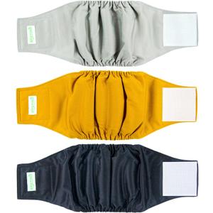 Wegreeco Washable Male Dog Belly Wrap - Pack of 3 - (Gold,Black,Grey,X-Small) (X-Small (9" to 11"))