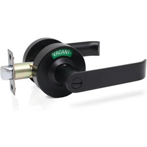 Bathroom Privacy Indicator Handle Lock, Vacant Occupied Bathroom Lock Suitable for doors 1-1/4 to 2-1/5 thick with Large Indicator for Men Women Restroom In-use or Vacant, Occupied Sign for Bathroom, Black