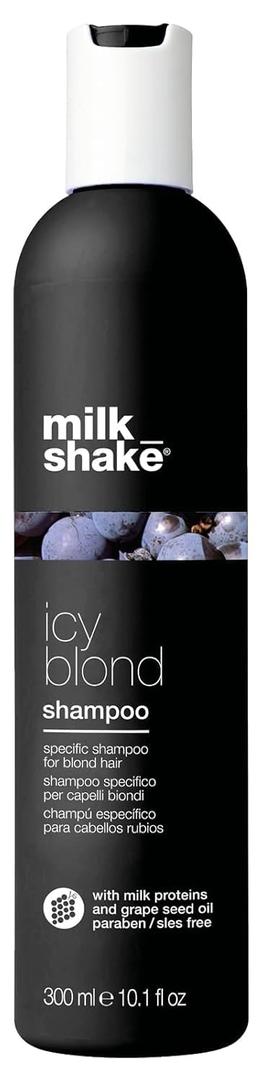 milk_shake icy blond shampoo | award winning toning shampoo with black pigment to cool brassy tones and enhance platinum blonde hair | ideal for maintaining icy, ash-toned color | 10.1 fl oz