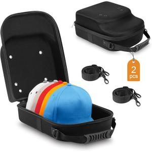 2 PCS Hat Travel Cases for Baseball Caps - Premium Hat Storage Carrier Bag with Handle, Shoulder Strap and Trolley Sleeve, Protect Up to 10 Hats for Travel Home Organizer