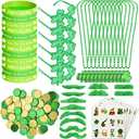 WODMAZ 174 Pcs St. Patrick's Day Party Favors, Green Shamrock Necklaces Sunglasses, Coins Bracelets Temporary Tattoos Mustaches for St Patricks Day Accessories Party Supplies