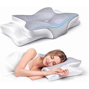 Ultra Pain Relief Cooling Pillow for Neck Support, Adjustable Cervical Pillow Cozy Sleeping, Odorless Ergonomic Contour Memory Foam Pillows, Orthopedic Bed Pillow for Side Back Stomach Sleeper (Queen, Dark Grey)