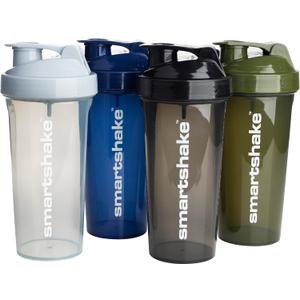 Smartshake Lite 2-Pack Protein Shaker Bottle 800 ml | 27 oz - Leakproof Screw-on Lid - BPA Free – Unisex - Mist Gray, Army Green, Black, Navy Blue