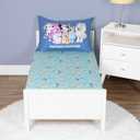 Bluey Sheet Set - Fits Toddler Bed or Crib Mattress - Fitted Sheet and Pillow Case, Green