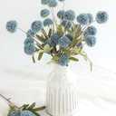 Floroom 5pcs Dusty Blue Faux Silk Mums Artificial Flowers, Bulk Fake Small Mini Chrysanthemums with Stems for DIY Slate Blue Wedding Centerpieces Floral Arrangements Vase Fillers Home Decorations