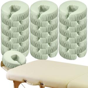 Macarrie 24 Pcs Face Cradle Covers for Massage Table Microfiber Reusable Soft Thicker Massage Table Headrest Covers Bulk Oil Proof Cradle Head Rest Sheets for Spa Beauty Salons(Sage)