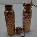 Craft Trade Pack of 2 Hammered Pure Copper Bottle with Lid and Carry Bag for Drinking Water BPA Free Leak Proof Supports Digestive & Liver Health, Ayurveda Inspired 34oz - 1 Litre Natural