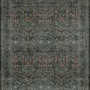 Vintage Dark Green Living Room Rug, 7x10 Washable Area Rugs for Dining Room Under Table, Bedroom, Oriental Low Pile Stain Resistant Non-Slip Thin Soft Carpet