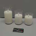 Rechargeable Flameless Glass Pillar CandlesGifts for WomenSet of 3, Realistic Flickering LED Light,Remote & Timer, USB-Rechargeable, Ideal for Living Room, Bedroom & Holiday Dcor (White Glass -Droplet)