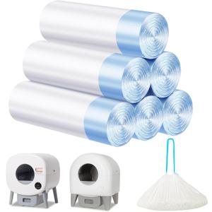 Cat Litter Bags 120 Count, 26.37"x15.74" Drawstring Close Litter Box Liners for Automatic Litter Box,Thick Cat Poop Bags,Easy to Clean,Heavy Duty Robot Bag for Self-Cleaning Box