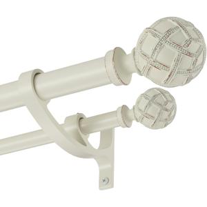 Double Curtain Rods 36 to 72 Inches(3-6feet) for Window, Adjustable Telescoping Drapery Rod with Aluminum Alloy Brackets, 1 Inch Diameter Front, 5/8 Inch Diameter Back Pipe, Weathered White