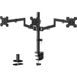 WALI Triple Monitor Mount, 3 Monitor Desk Mount for 13-27 inch Computer Screens, Holds up to 22 lbs, Triple Monitors Stand for Desk, with Tilt, Swivel, Rotation, VESA 75/100mm (M003S), Black