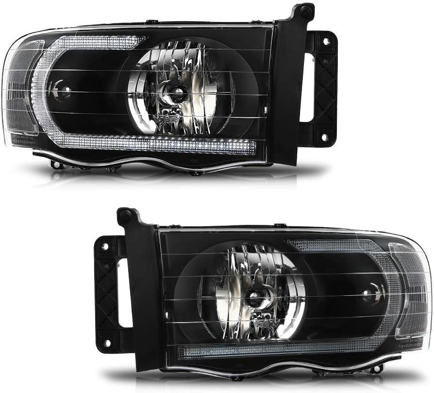 G-PLUS LED Headlights Compatible with Dodge Ram 1500 2002-2005,Fit Dodge Ram 2500 3500 2003-2005 Headlamps Clear Lens Black Housing Clear Reflector Left & Right,faros delanteros Assembly