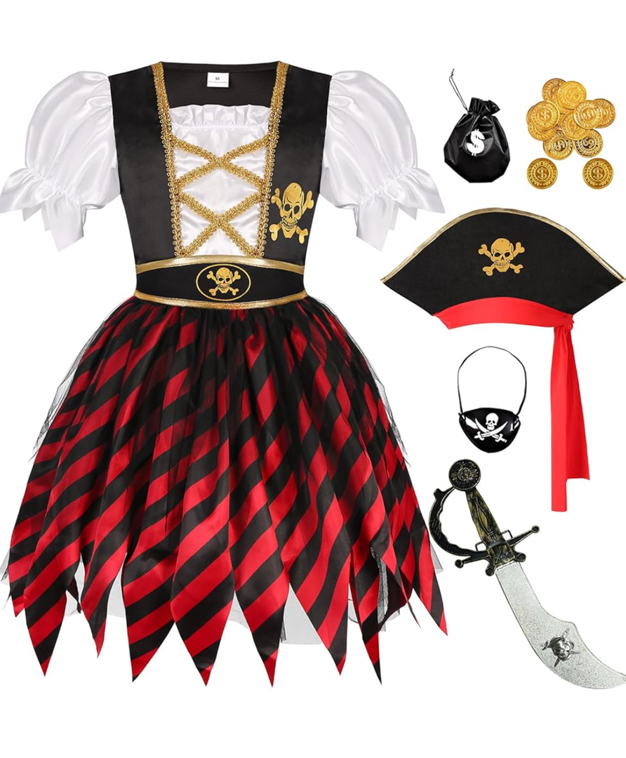 Morph Children Pirate Costume Girls Pirate Dress Girls Pirate Costume Pirate Outfit Girls Female Pirate Costume Pirate Wench Medium, Medium