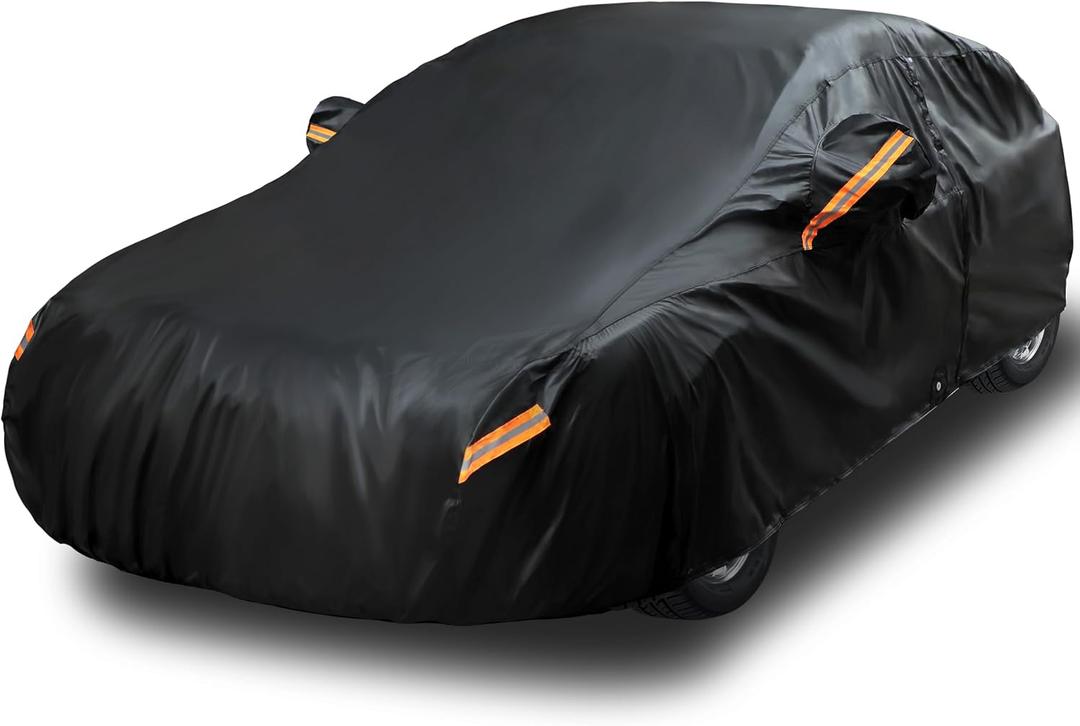 EzyShade 10-Layer Car Cover Waterproof All Weather [See Vehicle Size Chart for Accurate Fit] Outdoor Full Exterior Covers for Automobiles Sedan Hatch. Rain Sun Snow. Black, Size A0 (See SizeChart)
