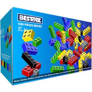 1000 Pieces Building Blocks, Bulk Classic Building Bricks Toy, Big Box of Basic Bricks, Compatible with Major Brands, Educational Construction Toys & Gifts for Kids 4+ (Regular 6c)