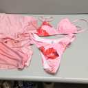 MakeMeChic Women's Polka Dots Triangle Thong Bikini Sets Floral Cute Bathing Suit Swimsuits XL