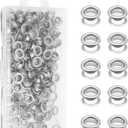 Biaungdo 1/4" Eyelets, Silver Grommets Eyelets, Metal Eyelets with Washers for Canvas, Shoes, Clothing, Fabric, Leather and Bag, 100 Sets (Silver)