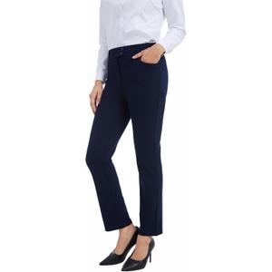 ZTN Women's Stretchy Straight Leg 26.8" Dress Yoga Pants with Pockets for Work Casual Navy, Size S