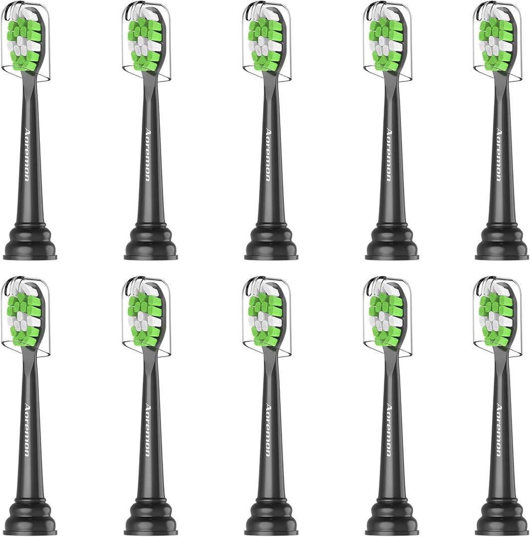 Aoremon Toothbrush Replacement Heads for Phillips Sonicare Replacement Brush Head Compatible with Most Philips Sonicare Click-on Electric Toothbrush, Black 10 Pcs