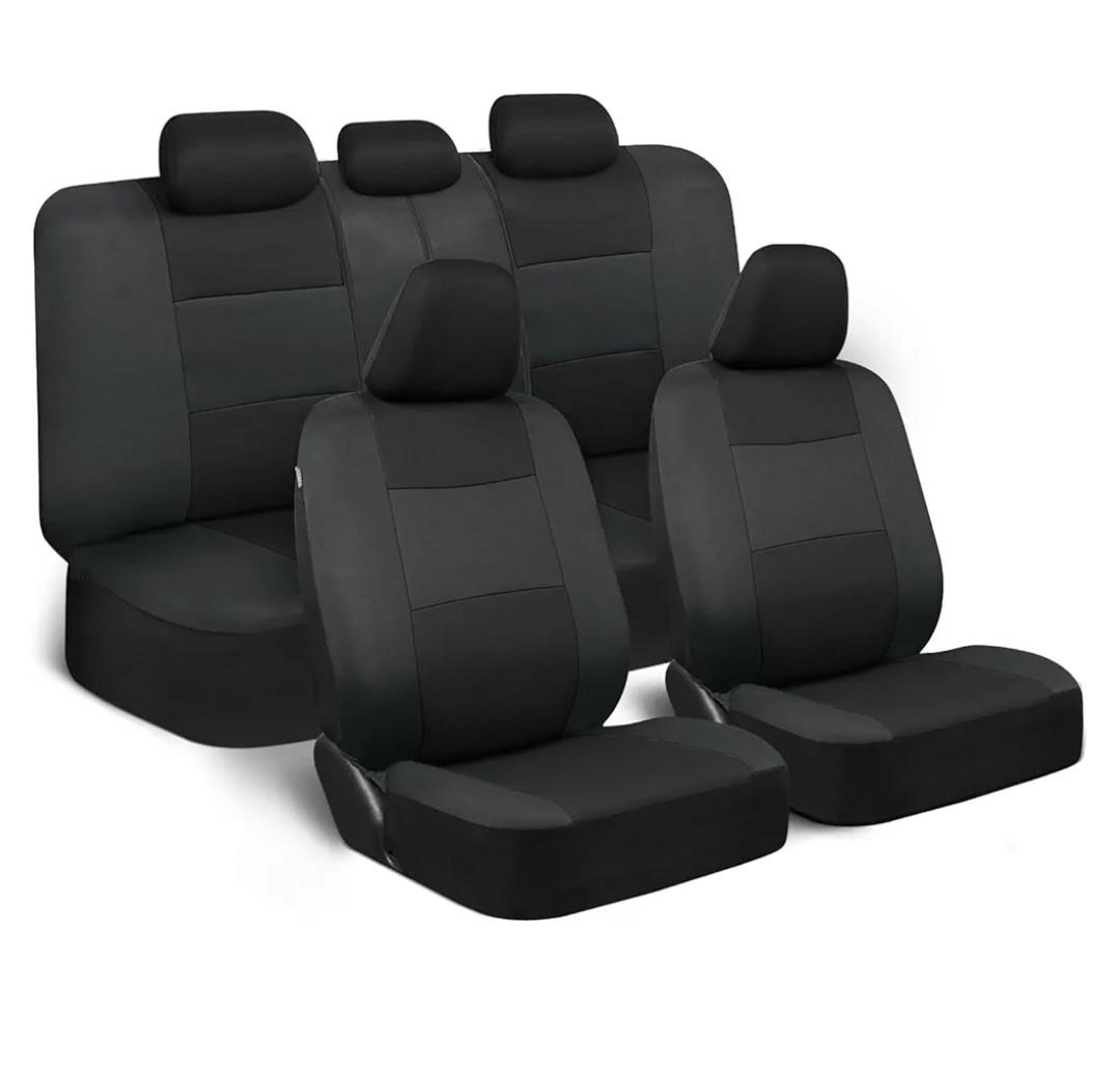 PolyPro Car Seat Covers Full Set in Reverse Charcoal, Front and Rear Split Bench Seat Covers for Cars, Easy to Install Car Seats Cover Set and Accessories for Auto Trucks SUV - Reverse Charcoal