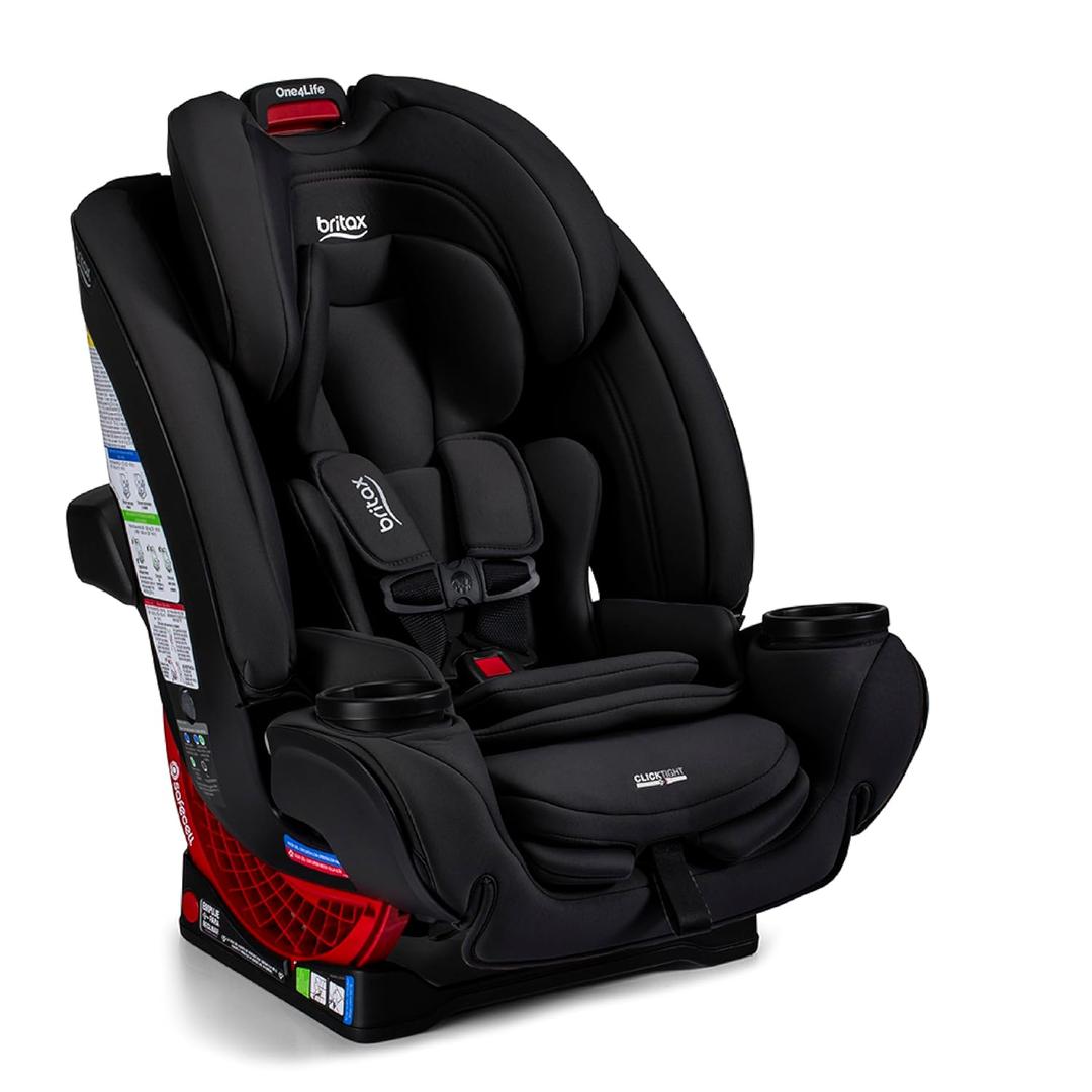 Britax One4Life All-in-One Car Seat, Up to 10 Years of Use, Rear Facing, Forward Facing, & Booster Modes, Extended Rear-Facing, ClickTight Installation & Breathable SafeWash Fabrics — Raven Black MFD: 08-25-25