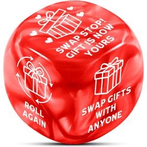 Santa Swap Gift Exchange Dice, Christmas Stocking Stuffers for Men Women, Funny Holiday Party Games for Adults, White Elephant Dice Gift Ideas Secret Santa Swap Game Xmas Celebration Supplies