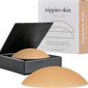 Nippies Non-Adhesive Bra Liner Nipple Covers for Women  Reusable Silicone No-Show Inserts with Travel Box (Size 2 (Fits D+ Cups), Caramel)