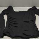 Chunpin Women's Square Neck Bodysuit Ruched Top Mesh Long Sleeve Bodysuits Thong Body Suits Leotard Shirt Going Out (Large)