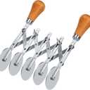 Juome 5 Wheel Pastry Cutter with Wooden Handle, Multi-Round Wheel Pasta Dough Cutter Roller Pizza Slicer Accordion Pastry Knife Divider Tool