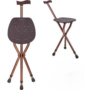 Cane with Seat for Men 265 lbs Capacity, Large Seat Board Height Adjustable Foldable Walking Cane with Seat, Cane and Chair Dual-use for Elderly Men, Disabled and Convalescent People.