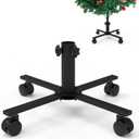 Christmas Tree Stand with Wheels,Metal Artificial Rolling Christmas Tree Stand for 3 to 5 ft Artificial TreesLocking Wheels(16'',1.4'')