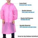 Kids Rain Jacket, 2 Pack Rain Ponchos for Kids - Reusable Raincoats for Boys and Girls Waterproof Outdoor Rain Gear (6-11 Years, L: Pink + Purple)