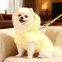 Fleece Small Dog Jacket Coat for 12 to17 lbs - Windproof Dog Clothes Coat with Harness Built in Winter Outdoor Dogs Coats for Small Dogs (Yellow)