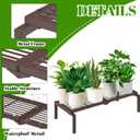 1 Tier Metal Plant Stand Indoor Outdoor, Potted Multiple Flower Pot Holder Rack Plant Shelf, Heavy Duty Planter Display Shelving for Patio Balcony Garden Living Room Decorative (Brown)